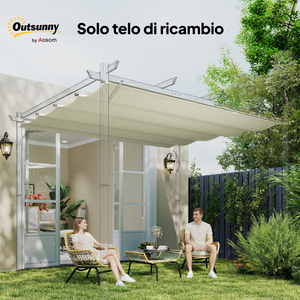 Outsunny Cream White Polyester Anti-UV Outdoor Pergola Cover with 8 Drainage Holes, 286x245 cm
