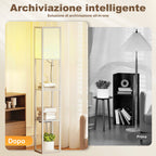 Floor Lamp with Shelves, Dimmable Light, Foot Switch and USB Ports, White