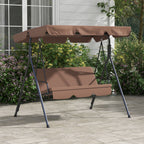 3 Seater Garden Swing with Tilting Sun Canopy and Cushions, 172x110x153 cm, Brown and Black