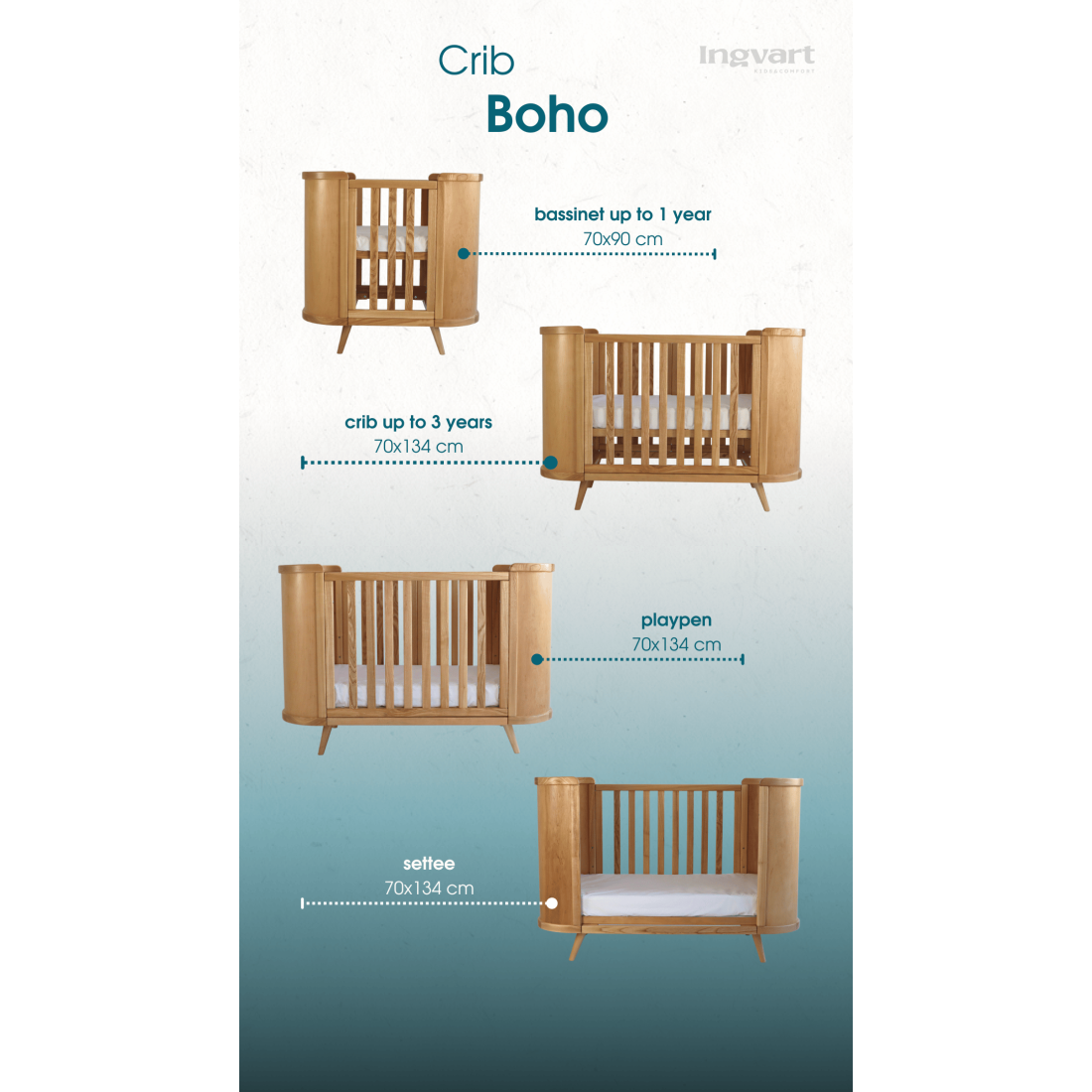 Boho Extendable Baby Bed - Grows with baby