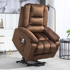 HOMCOM Relaxing Lift Chair, Reclining, Massaging and Heated in Velvet, Brown - Borgè