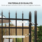 Safety Gate with Lock, 3 Keys and 2 Posts, in Galvanized Steel, 107x204 cm, Black