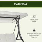 Outsunny Outusunny Swinging 3-Seater Garden Bed with Adjustable Canopy, in Steel and Polyester, 195x117x175 cm, Cream and Black - Borgè