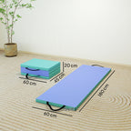 Foldable and Padded Fitness Mat with 2 Handles, Made of Plastic and EPE, 180x60x5 cm, Green and Purple