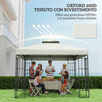 Outsunny 3x3m UPF30+ 2-Tier Garden Gazebo Cover in Light Grey Polyester