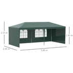 6x3m Garden Gazebo for Events with Removable Walls and Transparent Windows, Green