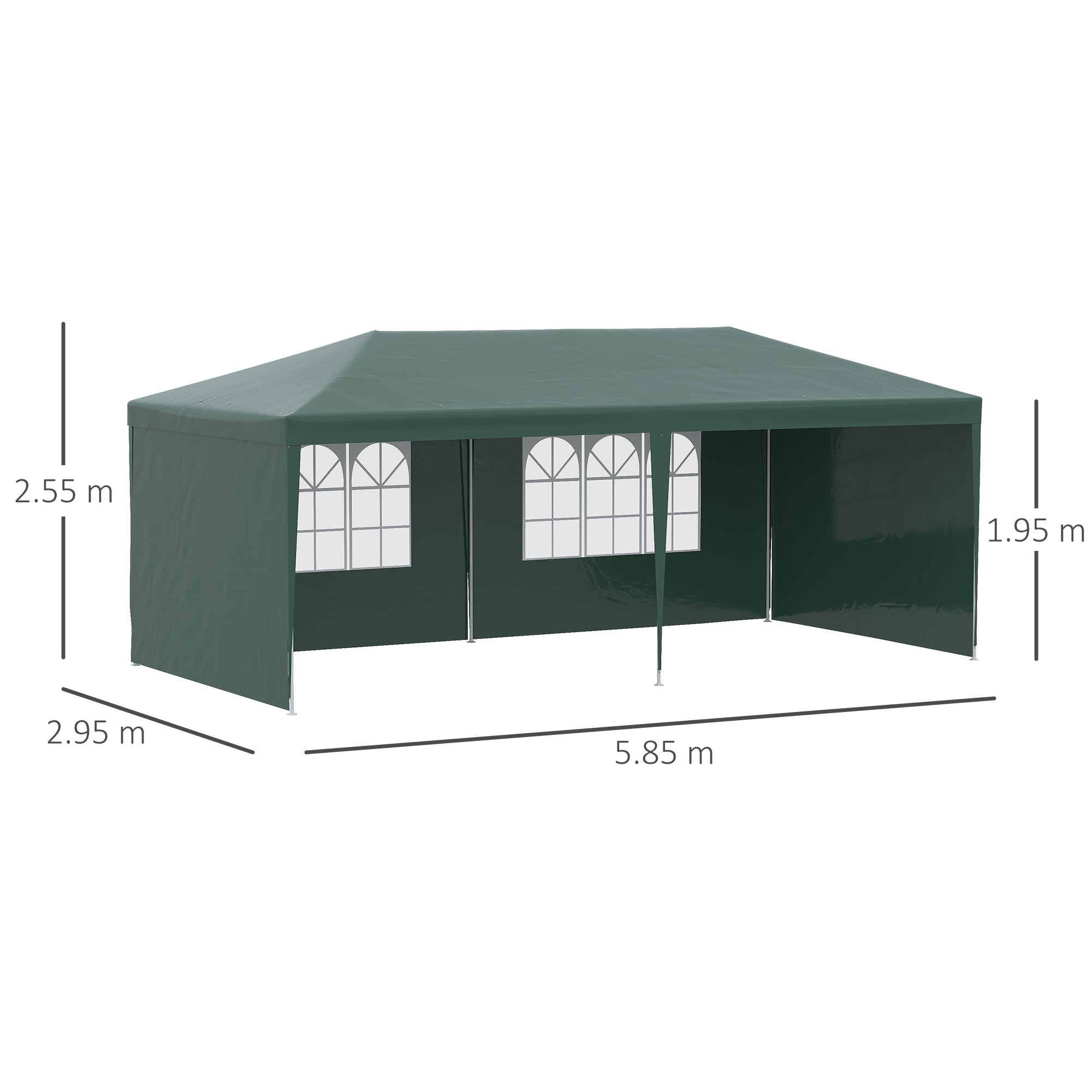 6x3m Garden Gazebo for Events with Removable Walls and Transparent Windows, Green