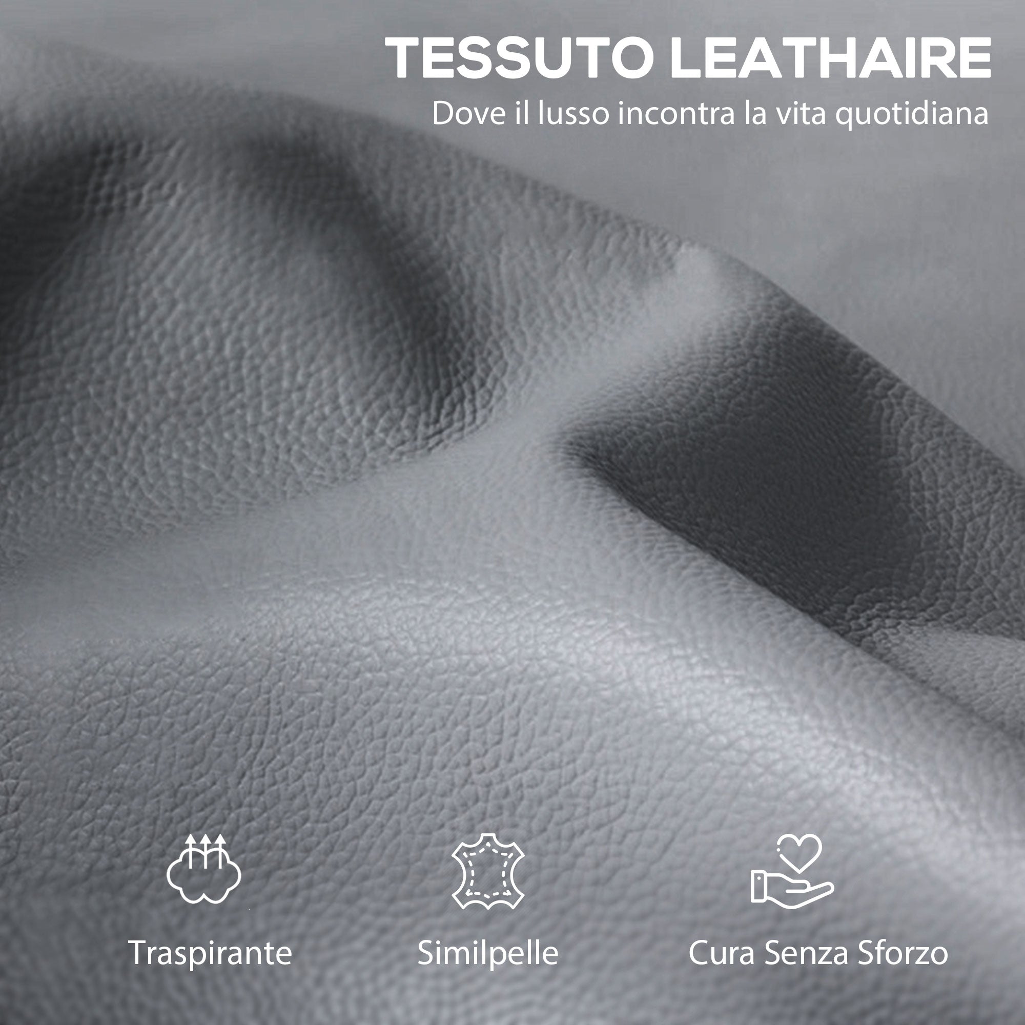 Manually Reclining Relaxing Chair with Leather-Effect Fabric Footrest and Swivel Base, Grey