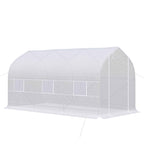 Outsunny UV-Proof Tunnel Greenhouse with 6 Mesh Windows and Roll-Up Entrance, Metal and PE, 4x2x2 m, White