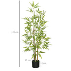 Set of 2 120cm Artificial Bamboo Plants with Ø15x12cm Pot, in PEVA, PP and Metal, Green and Black