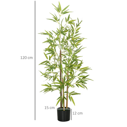 Set of 2 120cm Artificial Bamboo Plants with Ø15x12cm Pot, in PEVA, PP and Metal, Green and Black