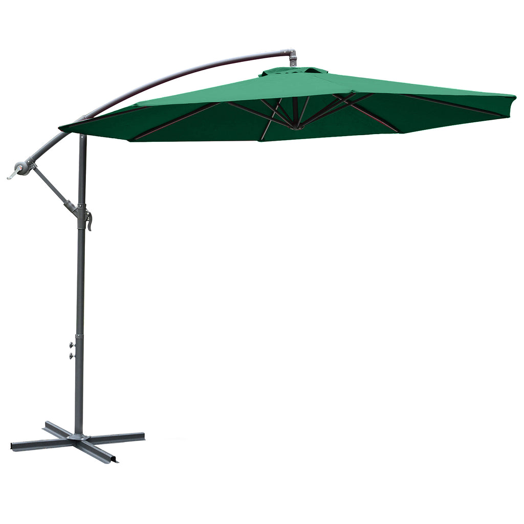 Garden Umbrella 3x2.5 m, Tiltable with Cross Base and Crank, in Steel and Polyester