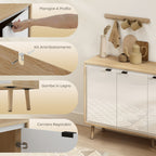 Modern 3-Door Sideboard with Adjustable Shelf, 107x35x77 cm, Gloss White and Oak