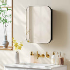 HOMCOM Mirrored Cabinet with 2 Adjustable Shelves, Wood and Glass, 40.2 x 10.2 x 50.9 cm, Black