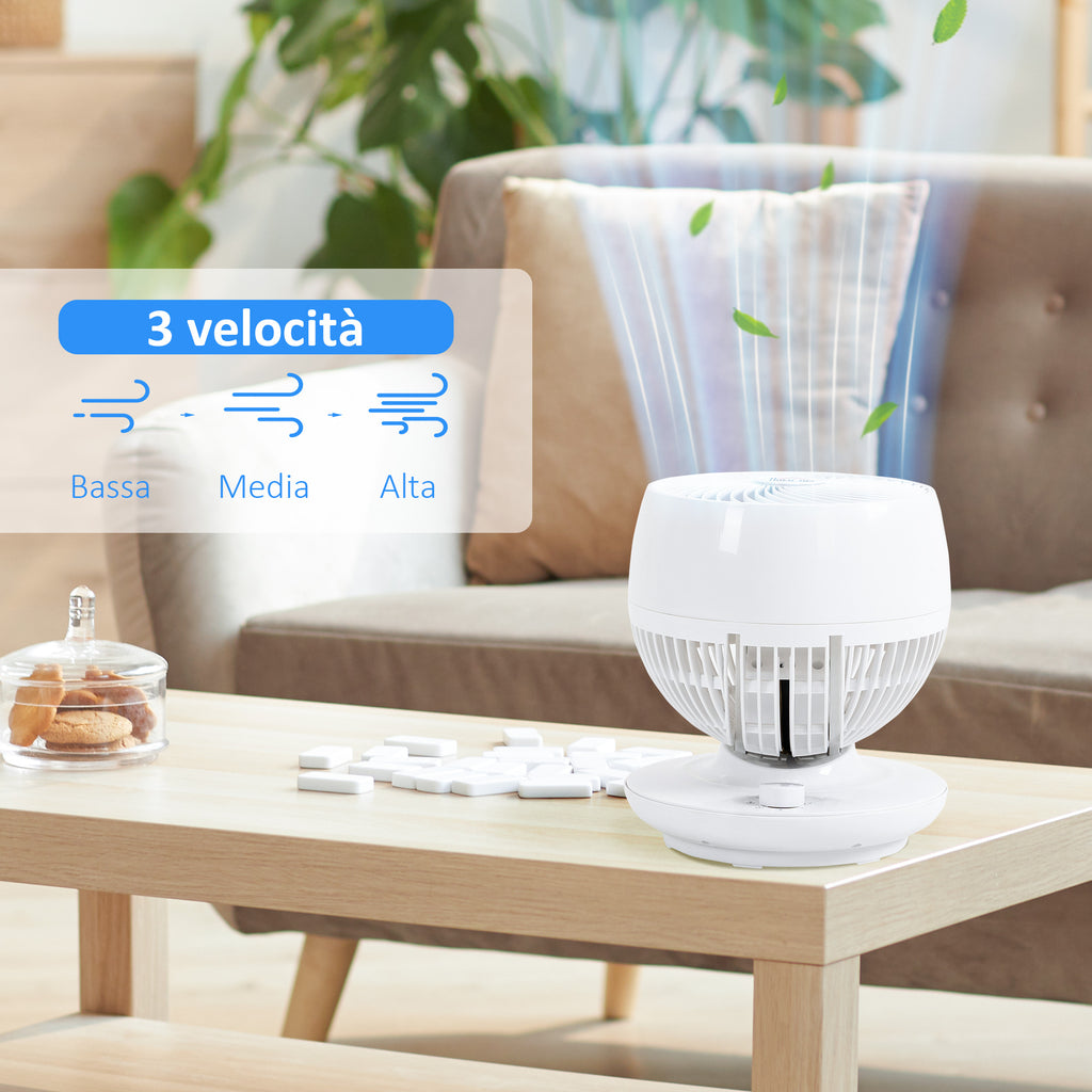 3-Speed Table Fan, 70° Oscillation and 90° Tilt, 27x27x34cm, Black and White