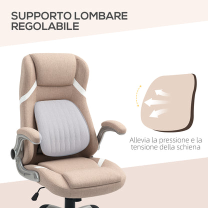 Height-Adjustable Height Fabric Recliner Office Chair, 68x76x109-117 cm, Light Brown