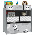 Children's Toy Storage Unit with 6 Removable Fabric Bins, 63x30x66cm, Grey