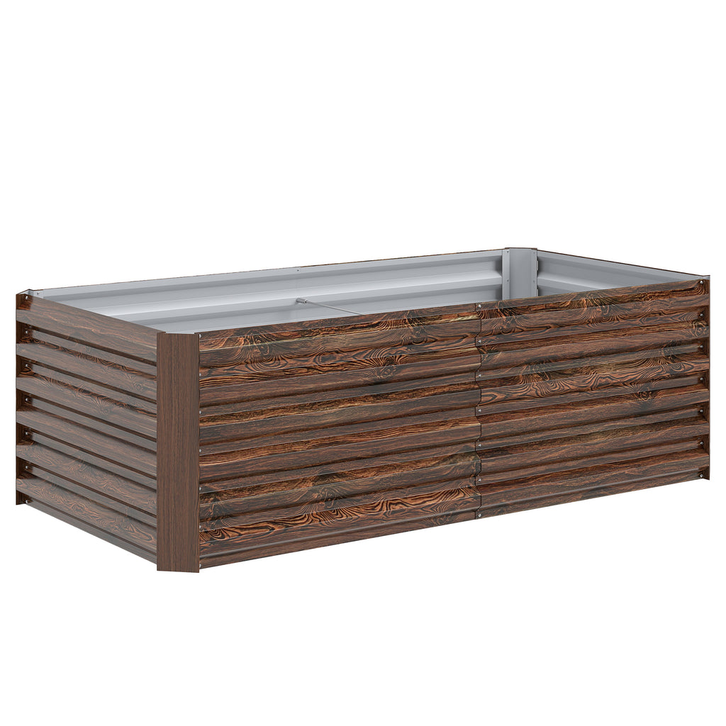 Outsunny Raised Vegetable Garden Bed with Open Bottom and Rounded Edges, 180x90x57.5 cm, Dark Brown