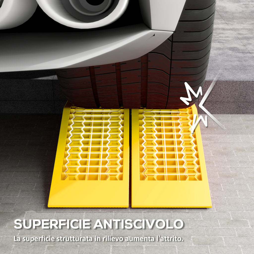 2-Pack 3-Ton Plastic Car Loading Ramps with Non-Slip Surface, Yellow