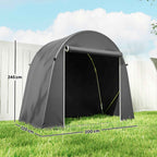Outsunny Bike and Tool Storage Tent with Zippered Entrance, PE and Metal, 245x120x200 cm, Dark Grey