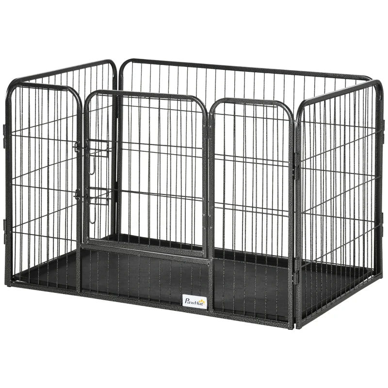 Metal Dog Kennel with Door and Bottom Tray, 125x78x80cm, Grey
