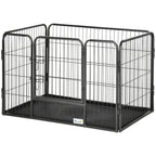 Metal Dog Kennel with Door and Bottom Tray, 125x78x80cm, Grey