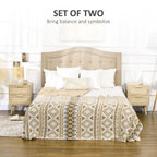 Homcom Set 2 Bedroom Bedroom Boho style with 2 drawers, 40x40x56cm, natural wood - Borgè
