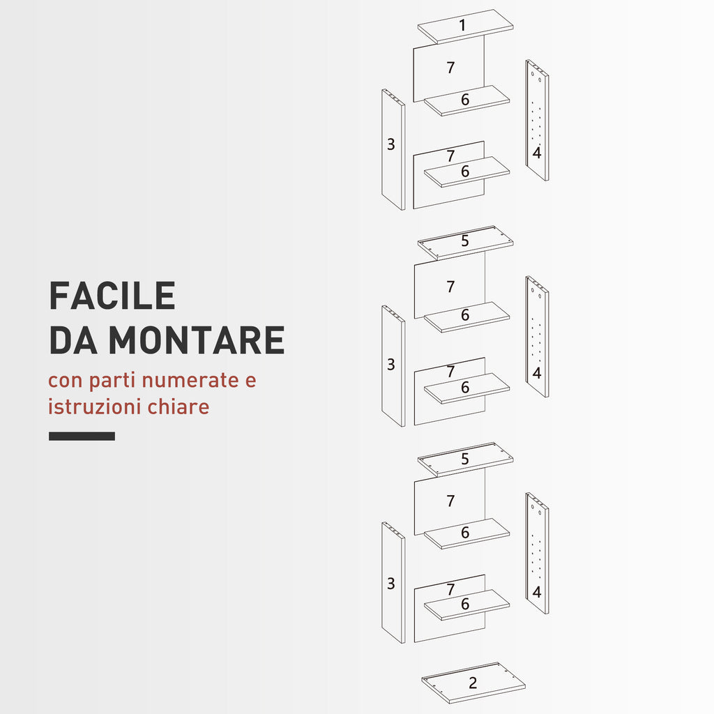 CD Rack with 6 Adjustable Shelves, Capacity of 260 CDs/120 DVDs, 33x24x140 cm, Black