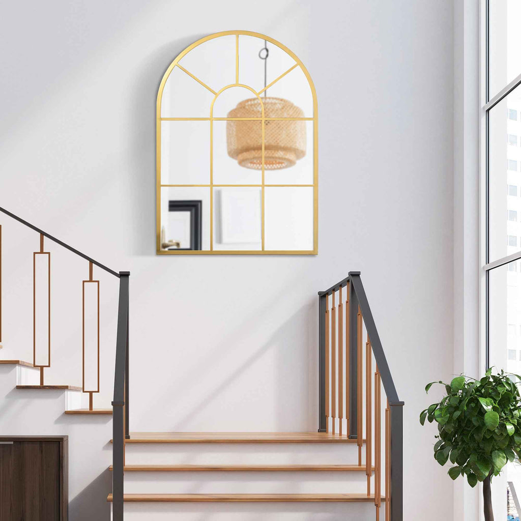 HOMCOM Modern Arched Wall Mirror 70x50cm for Bedroom and Living Room, Gold