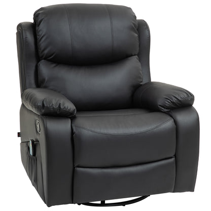 Reclining Relax Armchair with 8 Massage Points, in Faux Leather and Steel, 97x92x104 cm, Black - Borgè