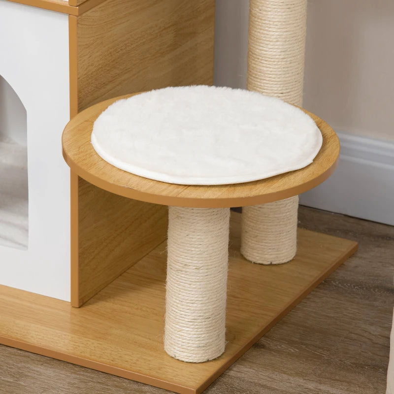 Cat Tree with Cat Scratching Post, 2 Cat Houses, Perches and Play Ball, 60x48x133 cm - Borge' Group Limited