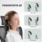 Ergonomic and Adjustable Office Chair with Lumbar Support and Headrest, 66x61x106-116 cm, Grey
