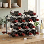 Honeycomb Geometric Design Wine Rack, Black