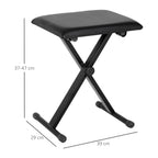 Piano Bench Padded Height Adjustable Foldable Non-Slip, Black, 39x29x47cm