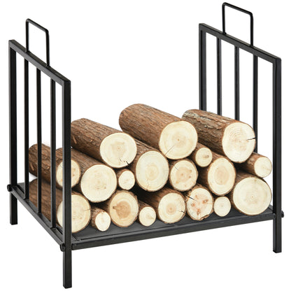 Fireplace Log Holder 25kg max for Indoor and Outdoor with 2 Handles, in Metal, 44.5x33x46.5 cm, Black