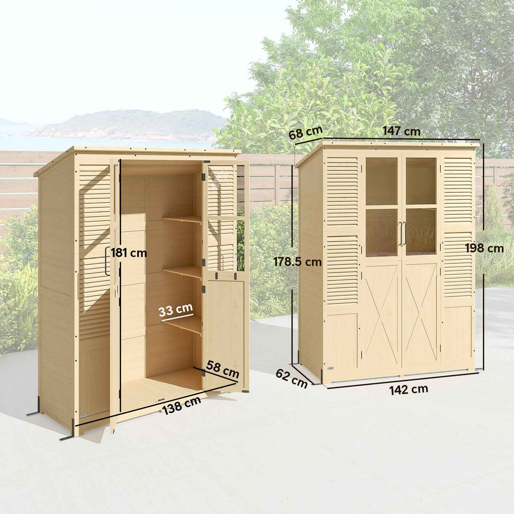Outsunny Walk-in Garden Shed with Floor and 4 Windows