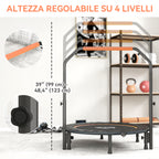 HOMCOM Mini Fitness Trampoline Ø114 cm Foldable with Height-Adjustable Handlebar, Orange and Black