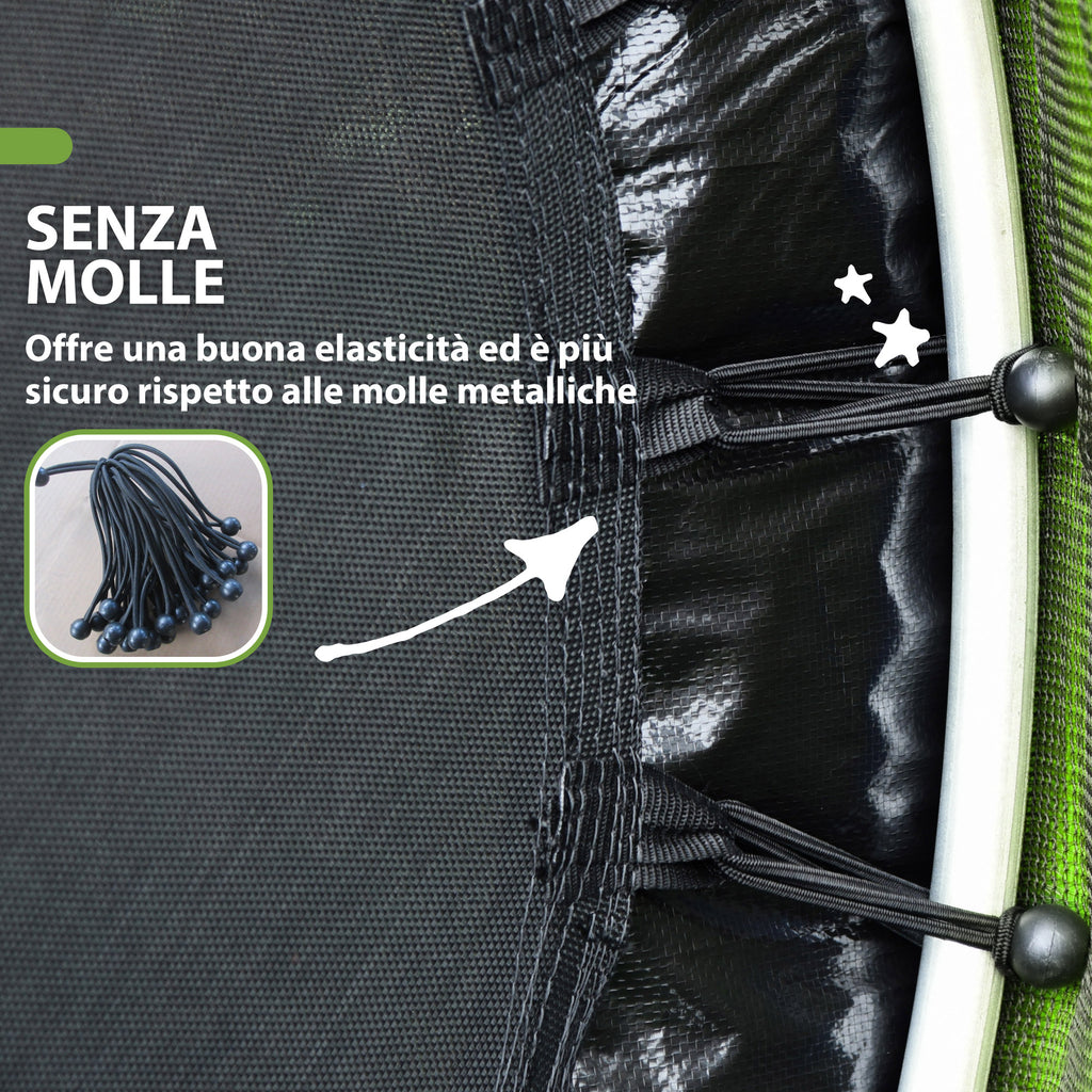 Trampoline for Children 3-6 Years with Safety Net, 6 Columns and 3 Entrances, Ø140x190 cm, Green and Black