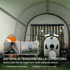 Outsunny Garden Tent for Motorcycles, Bicycles and Tools with 2 Zip Entrances, Made of Steel and PE, 300x300x235 cm, Grey