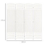 4-Panel Folding Screen for Indoors, Freestanding and Woven, 160x170 cm, White