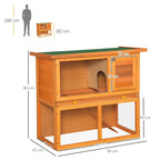 Two-Story Rabbit Hutch, Outdoor Rabbit Hutch with Spruce Wood House, 90x45x80 cm - Borge' Group Limited