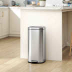 HOMCOM 30L Pedal Bin with Removable Bucket, Metal and PP, 29x36x59.5 cm, Silver