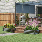 Outsunny Set of 2 Raised Garden Beds with Open Bottom in Galvanized Steel, 100x60x30cm, Grey