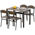 Dining Set: 5 Piece Dining Set with 1 Rectangular Table 100x63x76. 5 cm and 4 Chairs 45x40x82 cm, in Steel and MDF - Borgè
