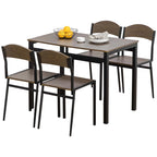 Dining Set: 5 Piece Dining Set with 1 Rectangular Table 100x63x76. 5 cm and 4 Chairs 45x40x82 cm, in Steel and MDF - Borgè