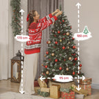 180cm Indoor Christmas Tree with 620 Branches, Pine Cones and Red Berries, Metal Base, Green