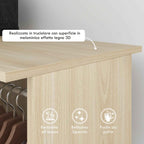 HOMCOM Wardrobe with Wheels, 2 Rods, and 3 Open Shelves, Made of Wood and Aluminum, 120x40x128 cm, Wood Color