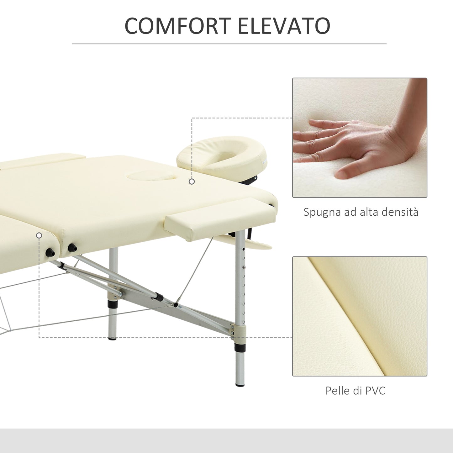 HOMCOM Professional Folding Massage Table, Adjustable Height and Transport Bag, White - Borgè