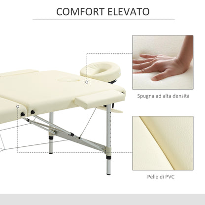 HOMCOM Professional Folding Massage Table, Adjustable Height and Transport Bag, White - Borgè