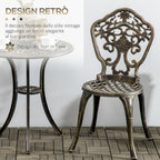 3-Piece Aluminum Outdoor Set with 2 Garden Chairs and Round Table with Umbrella Hole, Bronze